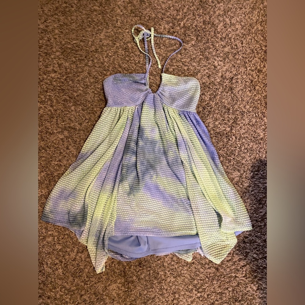 Wild Fable Green Blue Tie Dye Halter Top Dress - S
